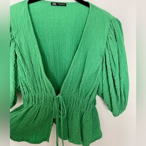 Zara kelly green blouse